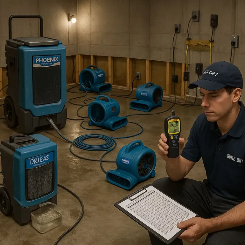 Structural Drying and Dehumidification process in Hopkinton, MA
